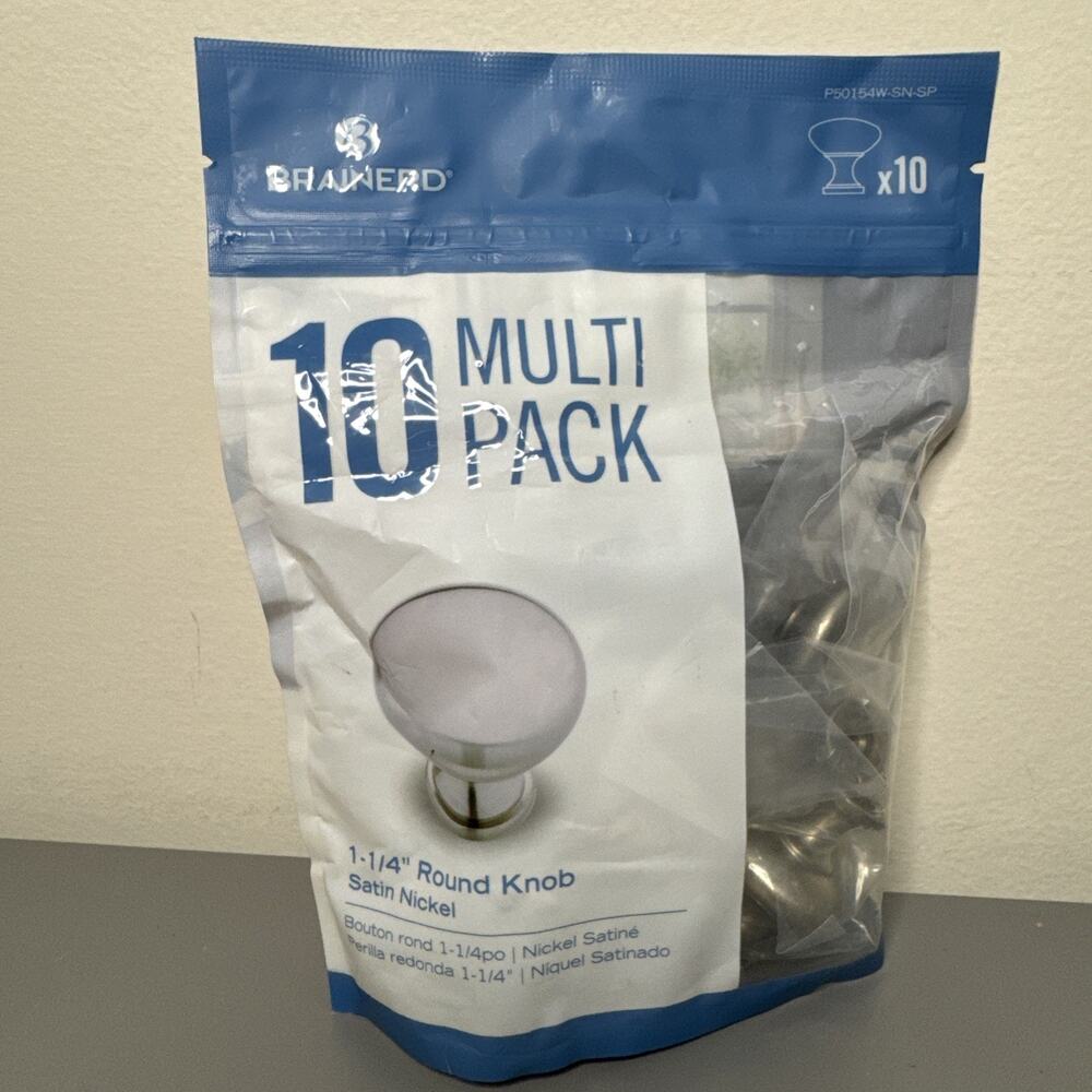 Brainerd Round 1.18-in Satin Nickel Round Cabinet Knob 10-PK - NEW